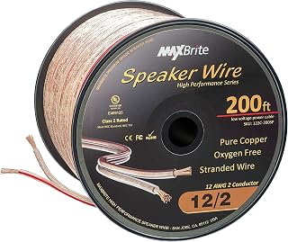 High Performance 12 Gauge Speaker Wire, Oxygen Free Pure Copper - UL Listed Class 2 (200 Feet Spool)