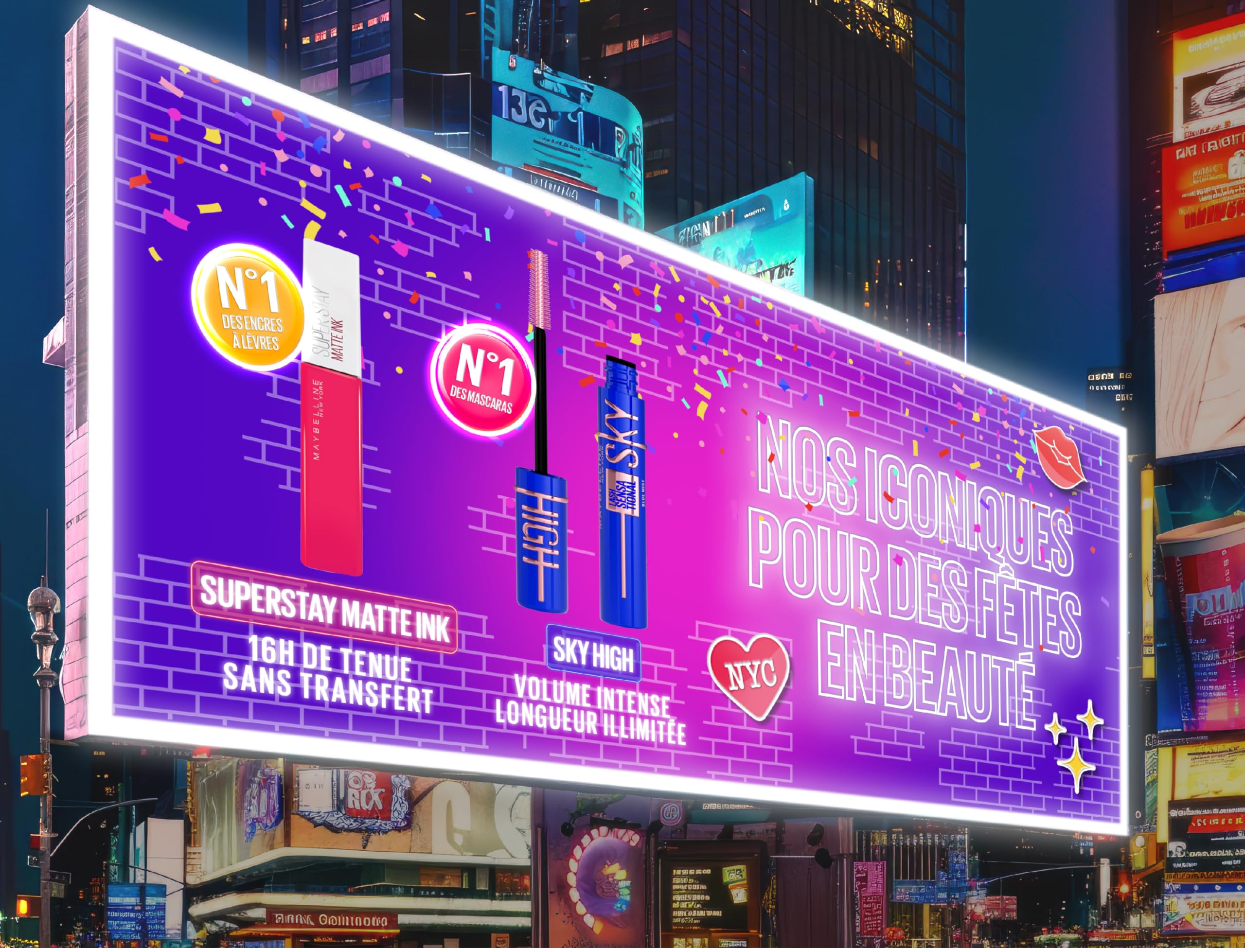 Maybelline New York – Calendrier de l'Avent 2024 – Coffret 24 Produits de Maquillage – Grand Format – Teint, Regard, Lèvres & Ongles