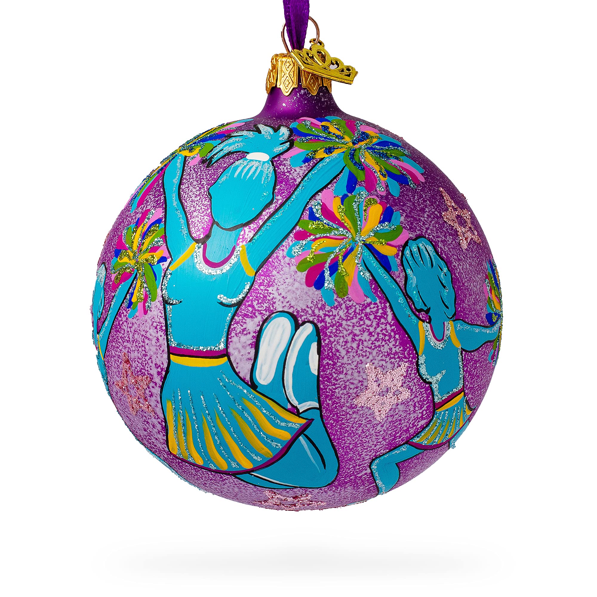 Boule de Noël en verre BestPysanky 10cm ornement sapin thématique cheerleaders