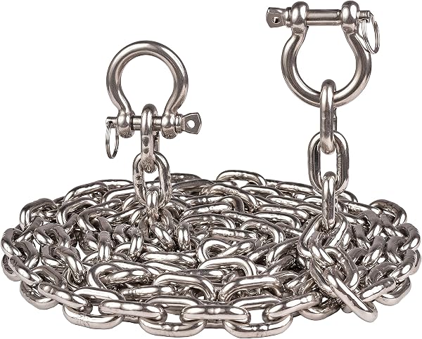 Deck Man 316 Stainless Steel Boat Anchor Chain with 2 Pcs Anti-Off Shackles, Marine Grade