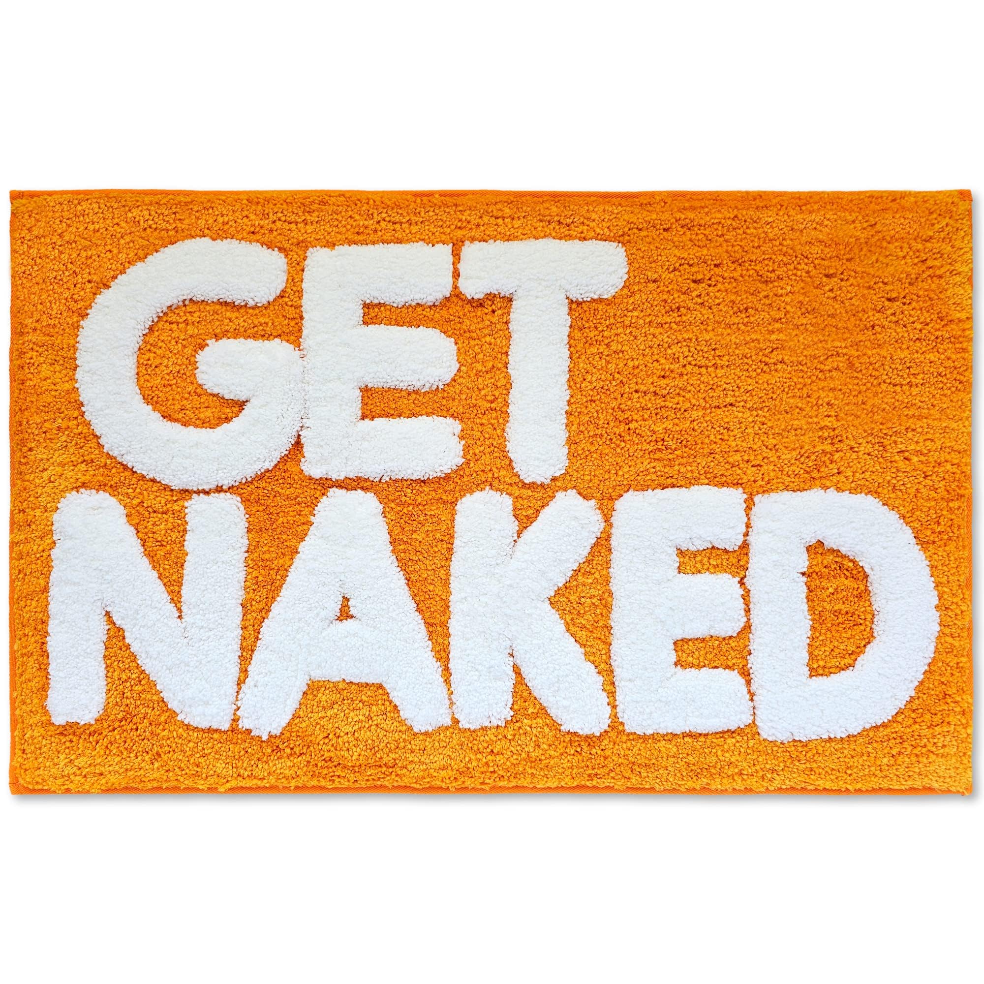 New Mungo Get Naked Bath Mat Orange - Cute Bathroom Rugs, Funny Bath Mat, 31" x 20"