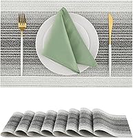 Vista 10 de Leetaltree - Juego de 6 manteles individuales, resistentes al calor, antideslizantes, para mesa de comedor, lavables, duraderos, tejido de PVC Azul