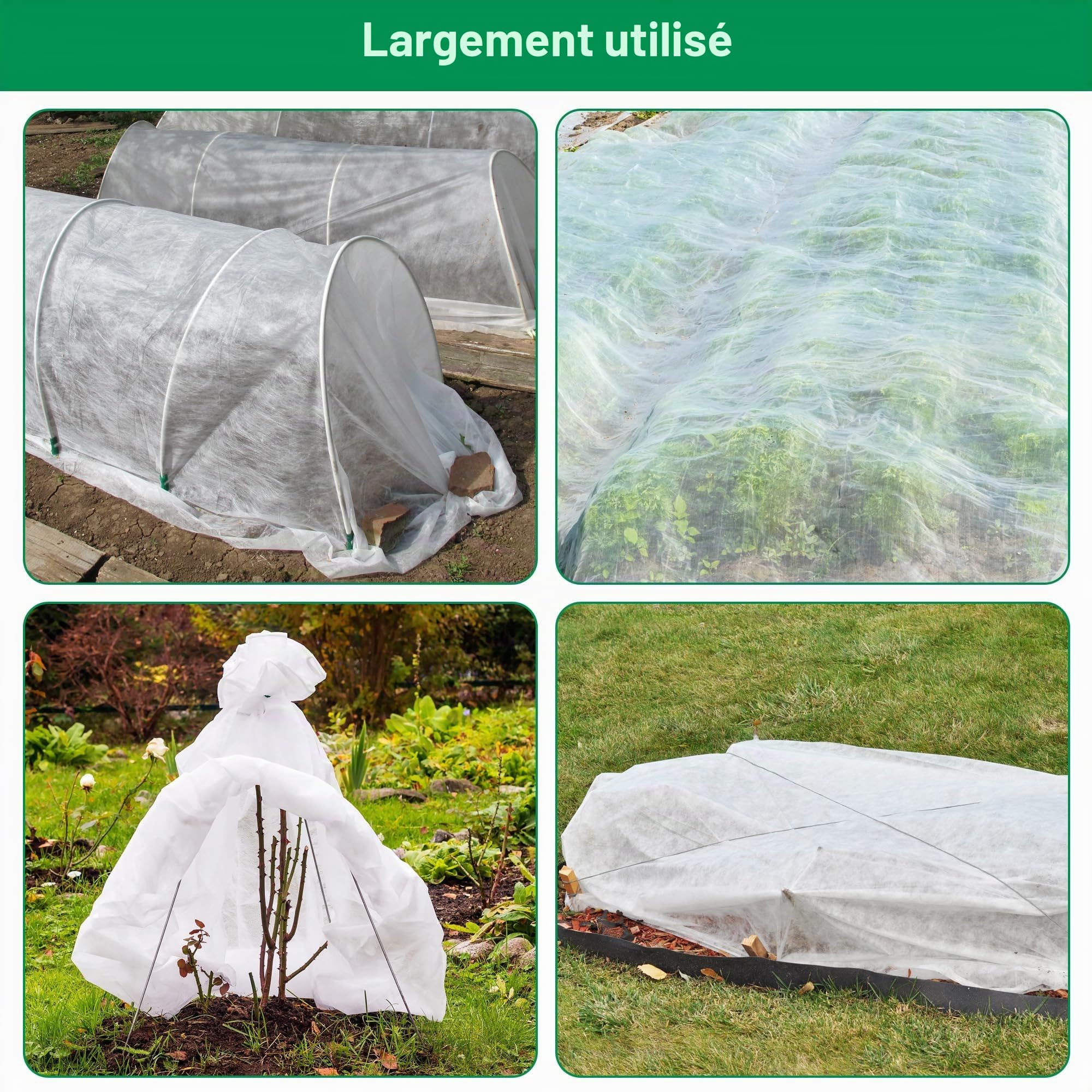 Housses Toison Non-tissée de Protection 30g/m² 3m*10m | Voile d'Hivernage pour Plantes, Résistant Protection Hivernale pour Protège Les Plantes, Fleurs et Légumes, Blanc