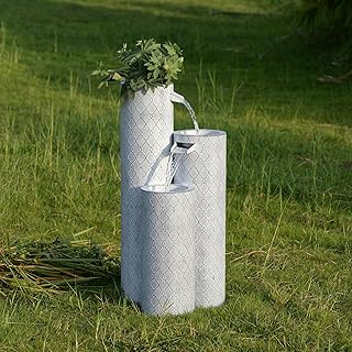 10 Small Backyard Fountain Ideas That Fit Limited Space 83 Round 3 Tier Metal Fountain with Planter and LED Lights - Outdoor