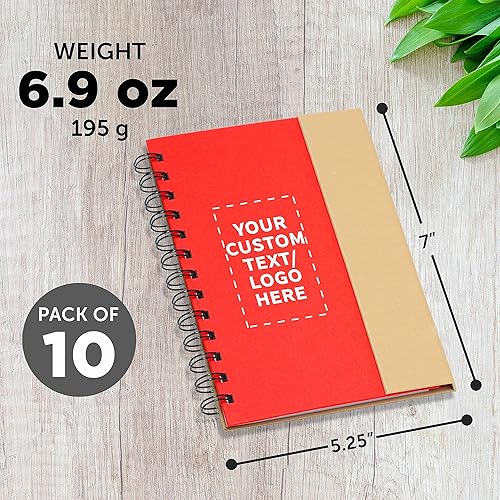 Miniatura 5 de DISCOUNT PROMOS Juego de 100 cuadernos de espiral ecológicos personalizados con bolígrafos, paquete a granel personalizado, perfecto para la