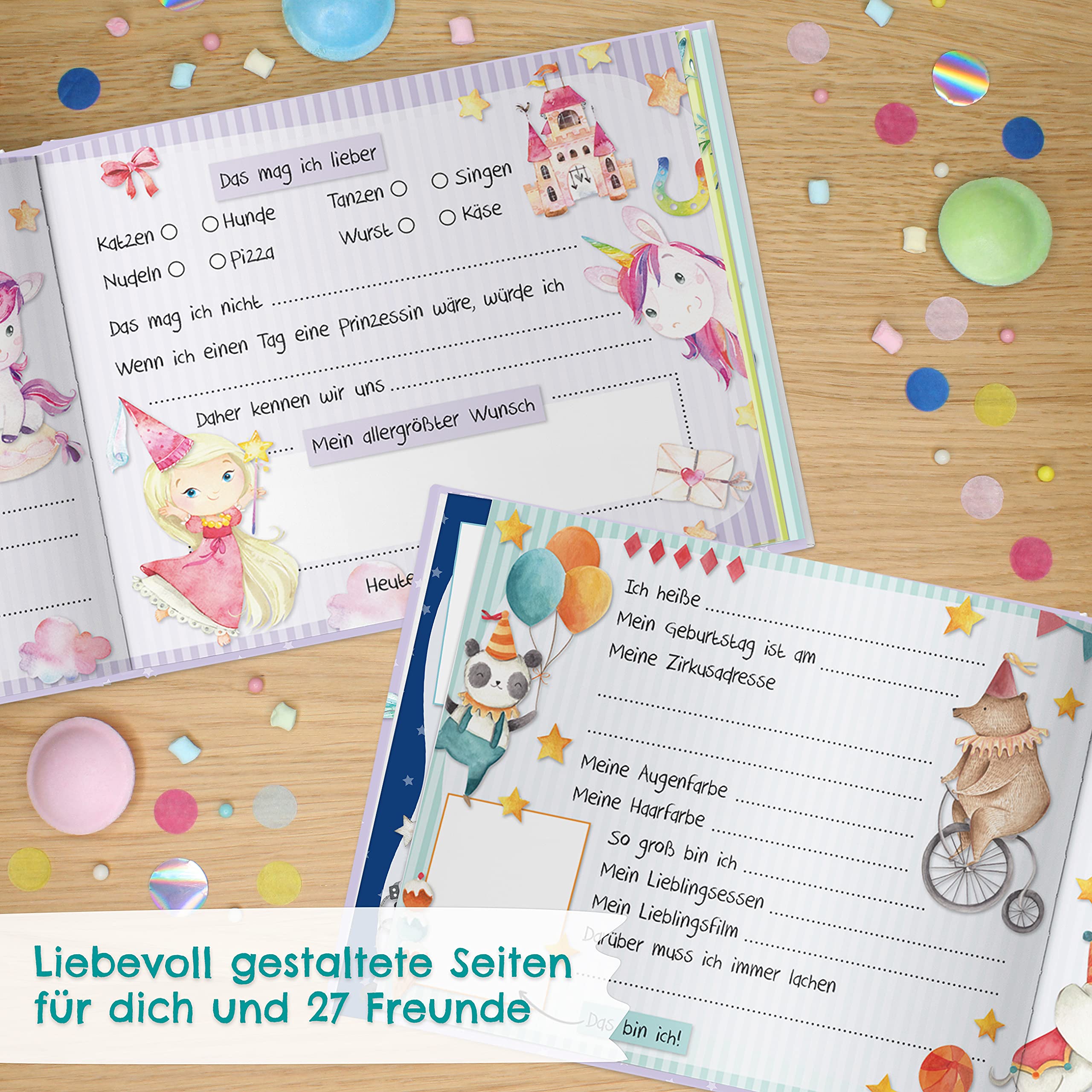 Papierdrachen High Quality Friendship Book for Children, School Friends, Green, Poetry Album with Dinos, Knights, Astronauts - Image 3