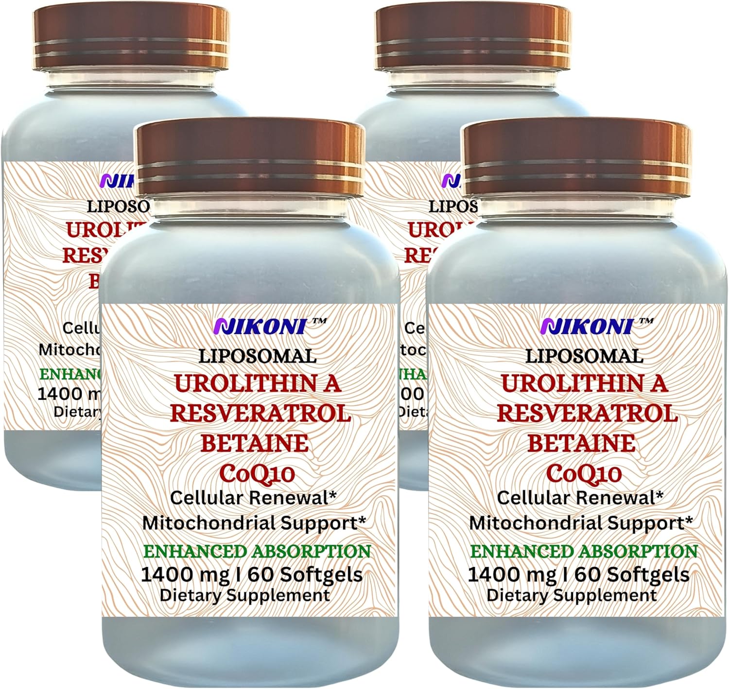 Nikoni Liposomal Urolithin-A Supplement 1400mg Supports Healthy Aging, Cellular Renewal, & Muscle Health- 240 Softgels