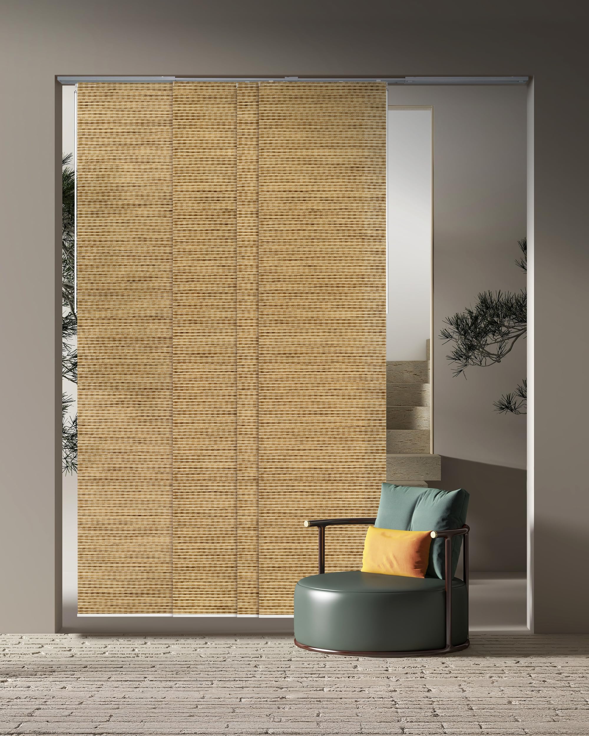 GoDear Design Adjustable Sliding Panel Track Blinds 45.8"- 86" W x 96" H, Extendable Vertical Blinds for Sliding Glass Doors and Windows, Trimmable Fabric Panel Curtains, Light Filtering, Mayonaka