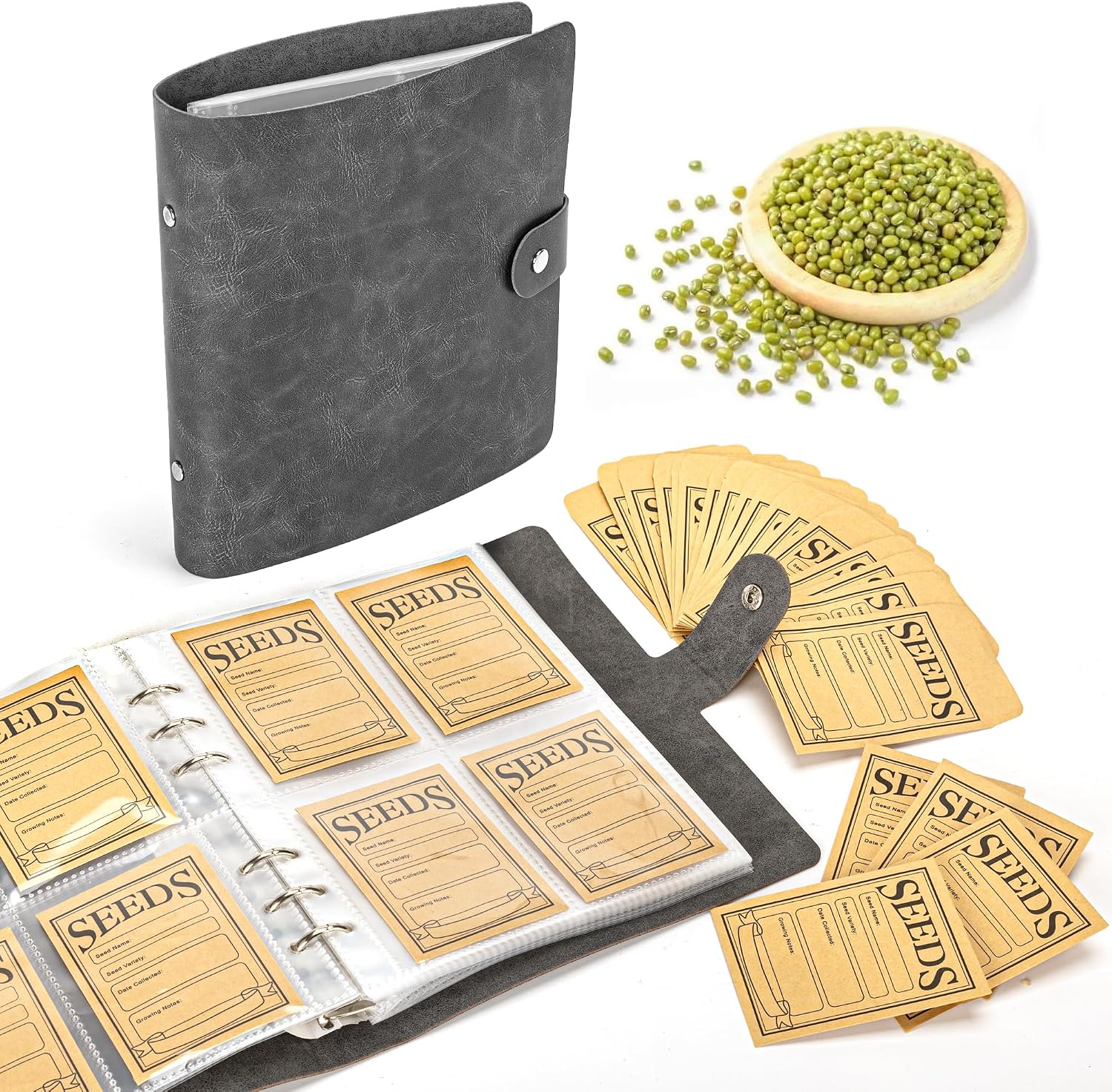 U0U Seed Storage Envelopes, Green Resealable Sealing Seed Envelopes Garden Seed Organizer Storage Box,Seed Packet Organizer Seed Collecting Template for Vegetable (Green)