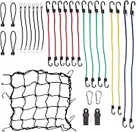 Vista 3 de Wellmax Juego de cuerdas elásticas de alta calidad con ganchos resistentes y accesorios adicionales, bolsa surtida de 32 piezas para carga