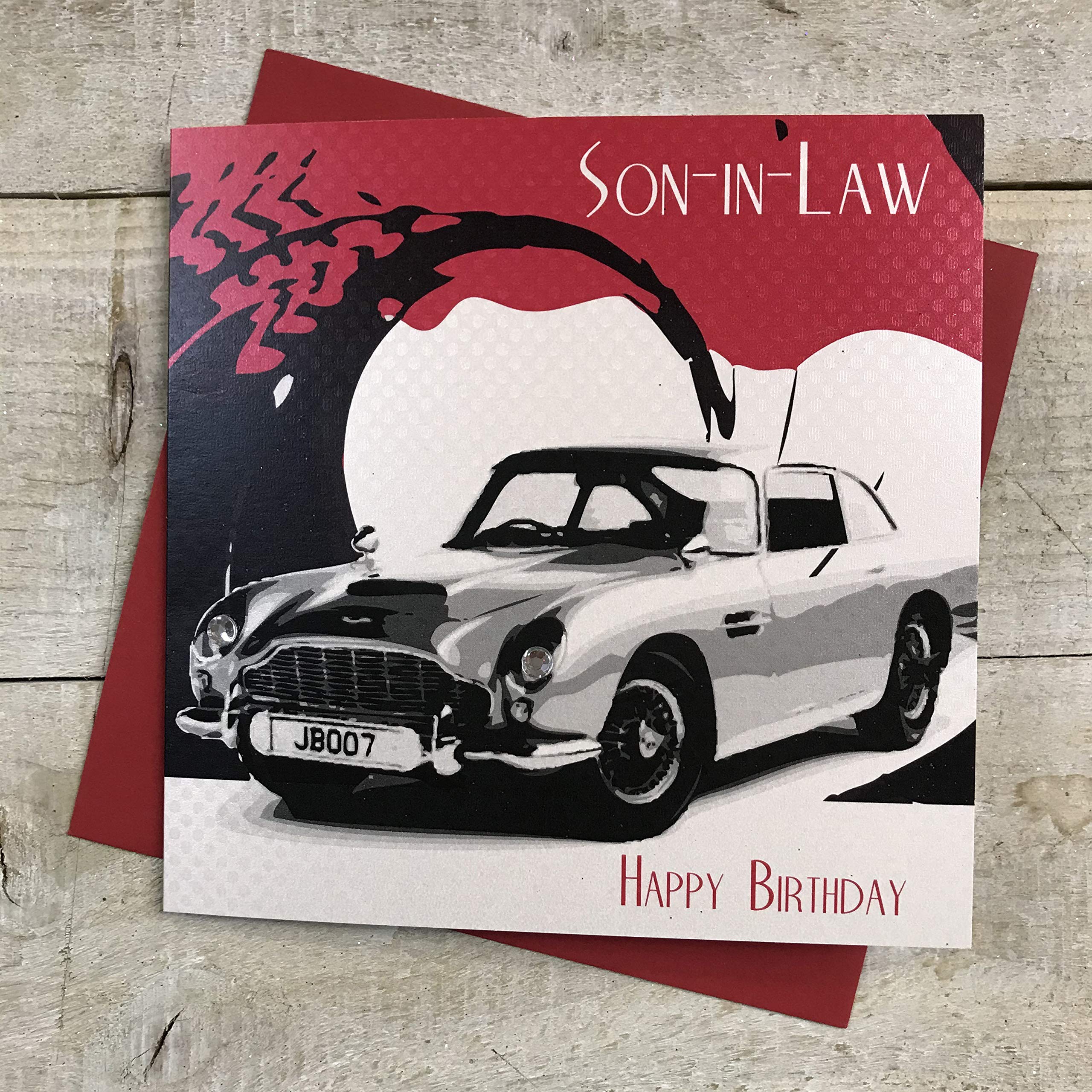 Blue Typographic Son-in-Law Birthday Card - View #3