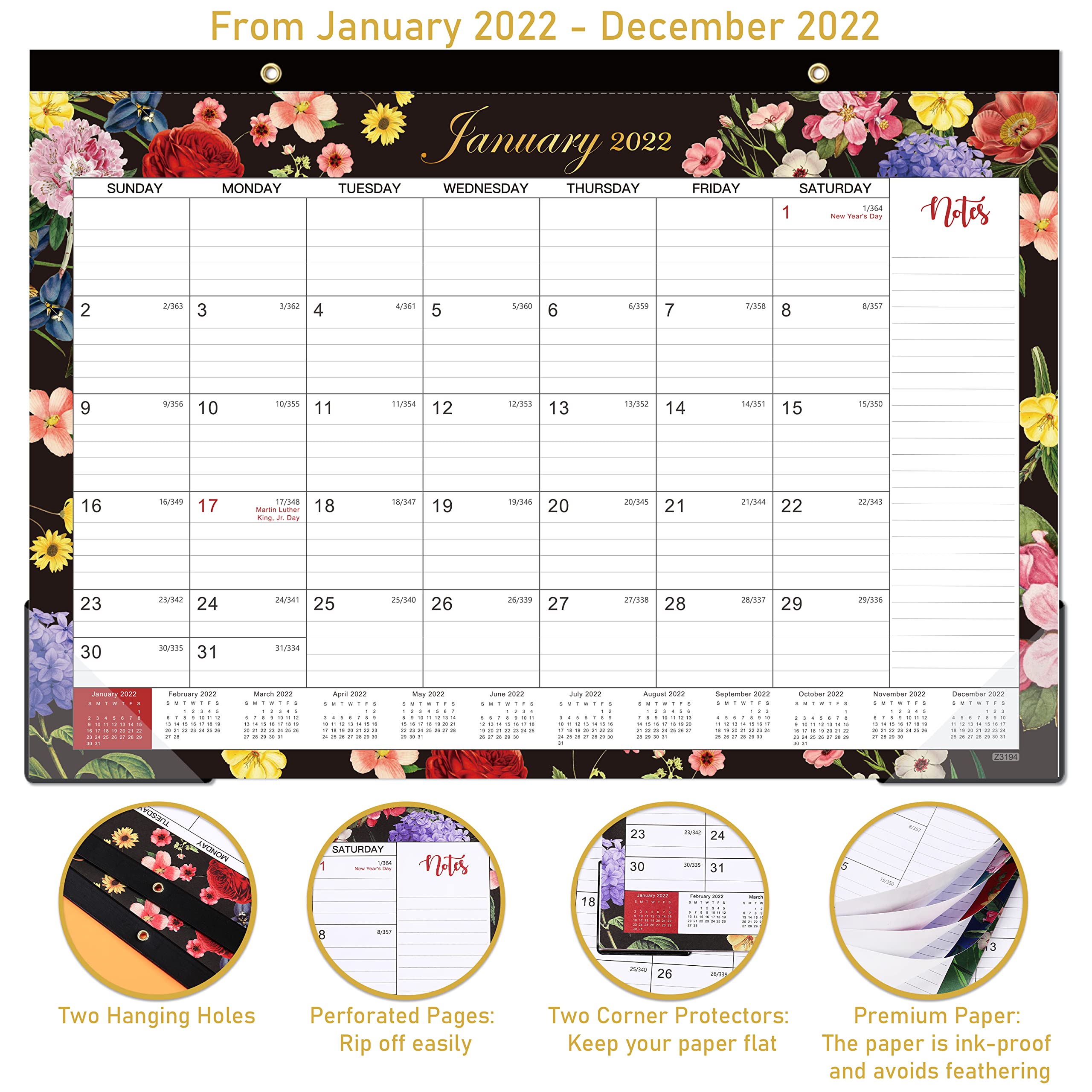 Buy 2022 Desk Calendar Desk Calendar 2022, 12'' X 17'', 12 Month Desk