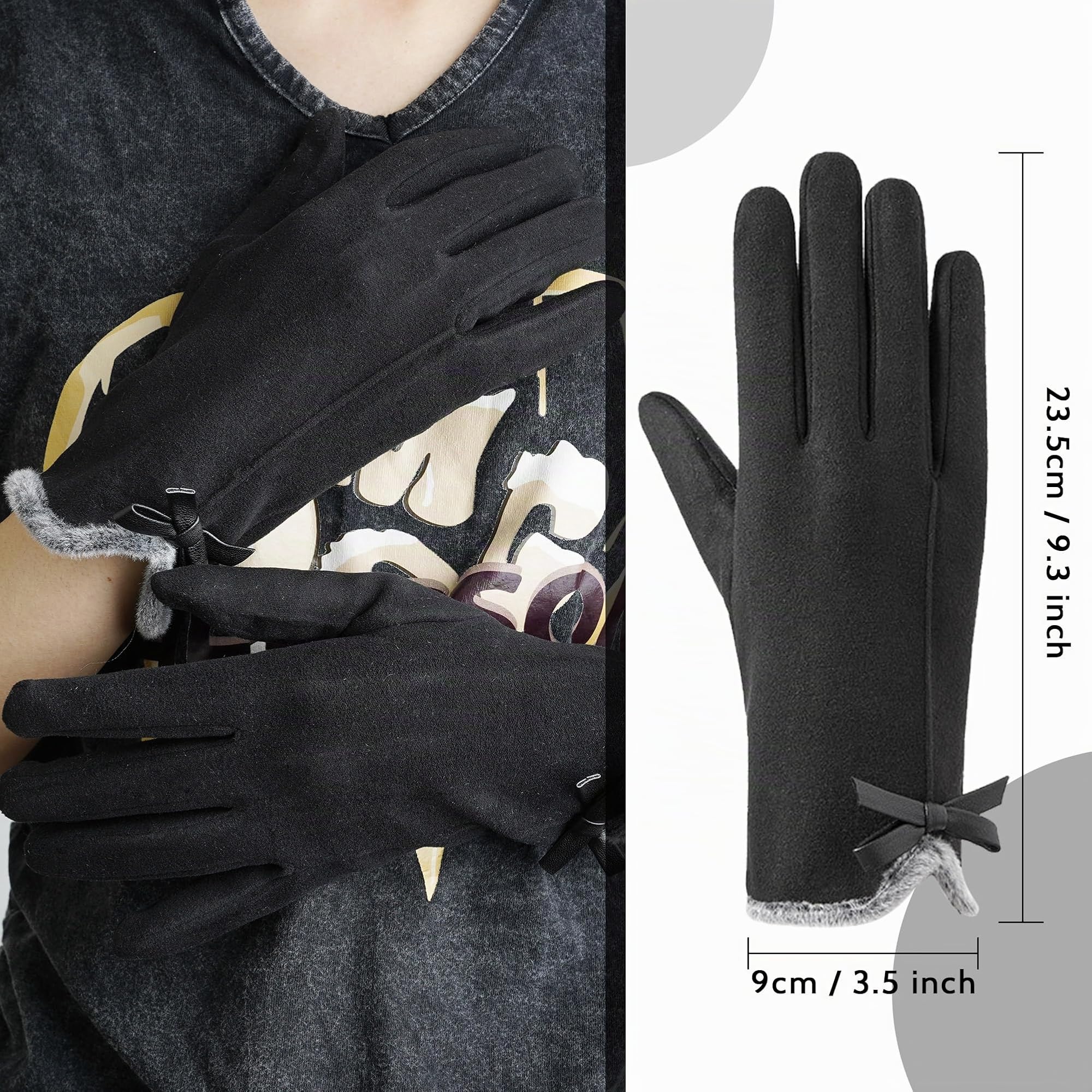 Gants d'hiver thermiques pour femme Doublure En Polaire Fine - Pour écran tactile Texting - Gants d'hiver chauds et coupe-vent - Pour cadeau, ski, cyclisme, Taille unique