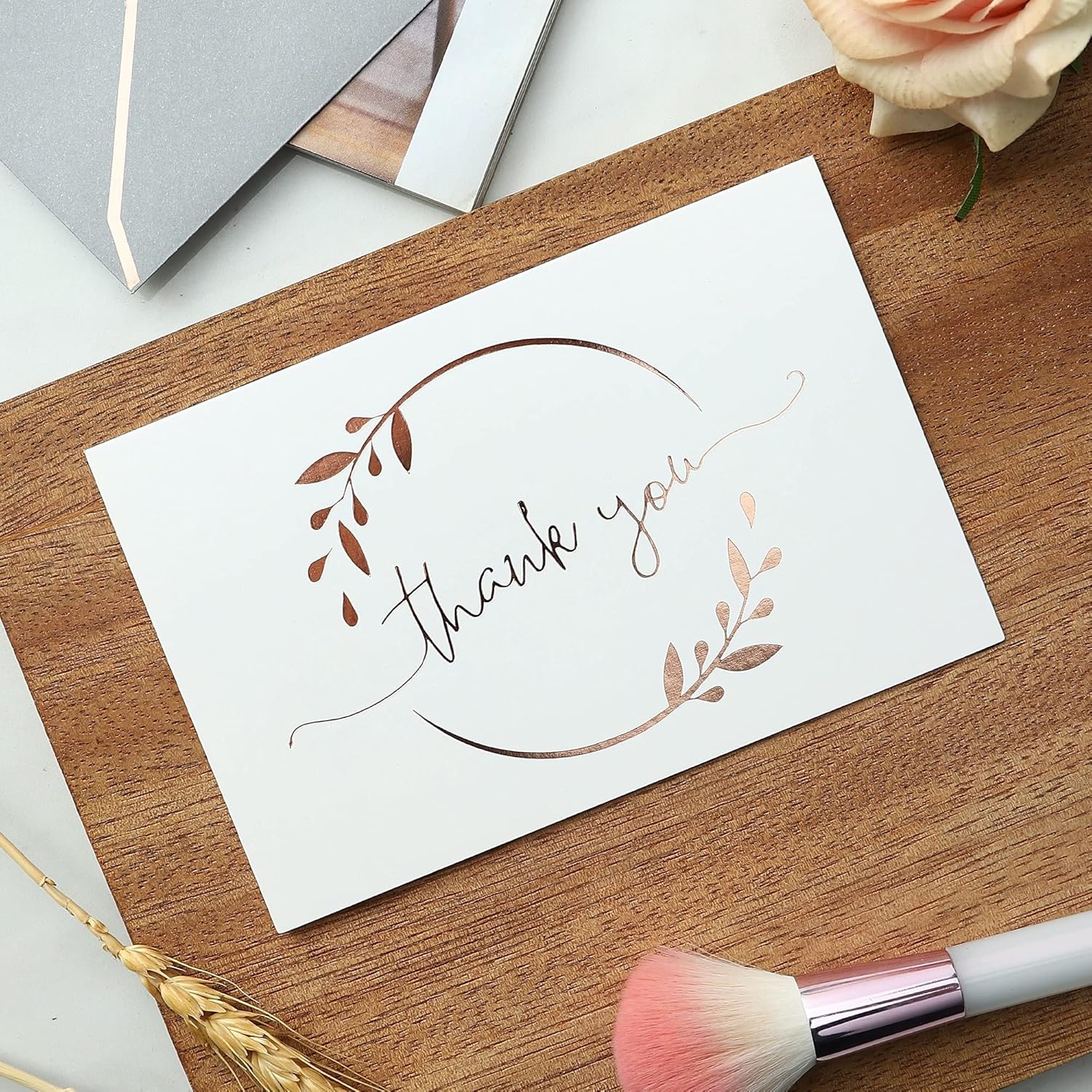 Winoo Design Heavy Duty Thank You Cards with Envelopes - 36 PK - Gold Thank You Notes 4x6 Inches Baby Shower Cards Wedding Small Business Graduation Funeral Bridal Shower (Rose Gold) - Image 4