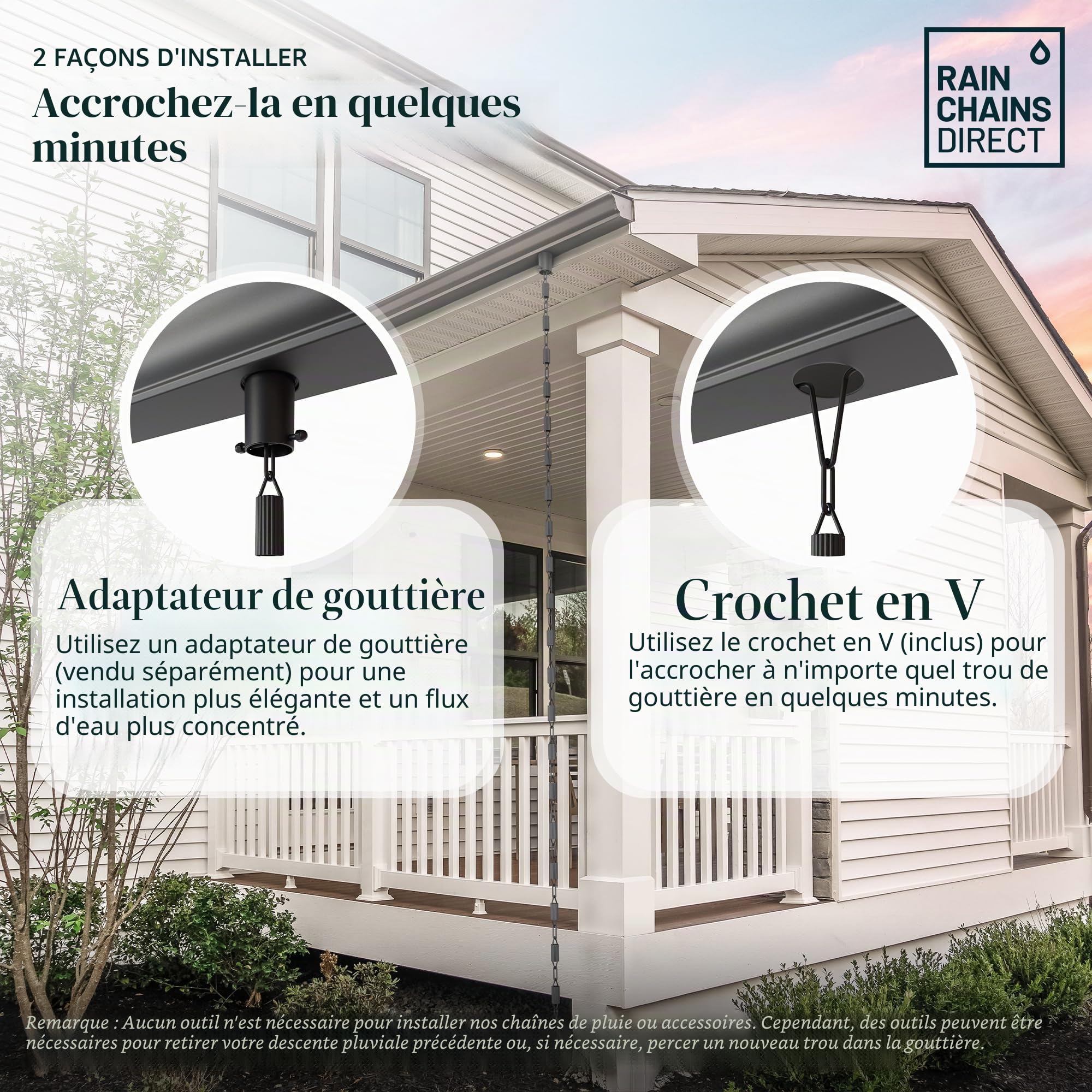 Rain Chains Direct Manicotti – Pièce de Rechange Fonctionnelle et décorative en Aluminium avec revêtement en Poudre Noire – Longueur 2,6 m