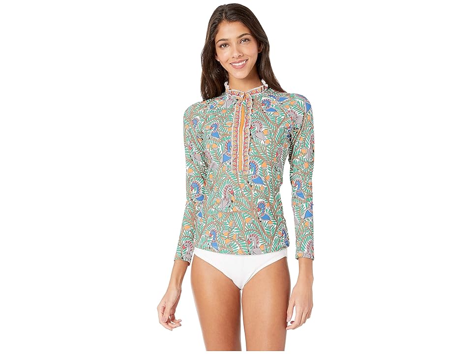 

Tory Burch Swimwear Ruffle Surf Shirt (Something Wild All Over) Women's Swimwear, Green