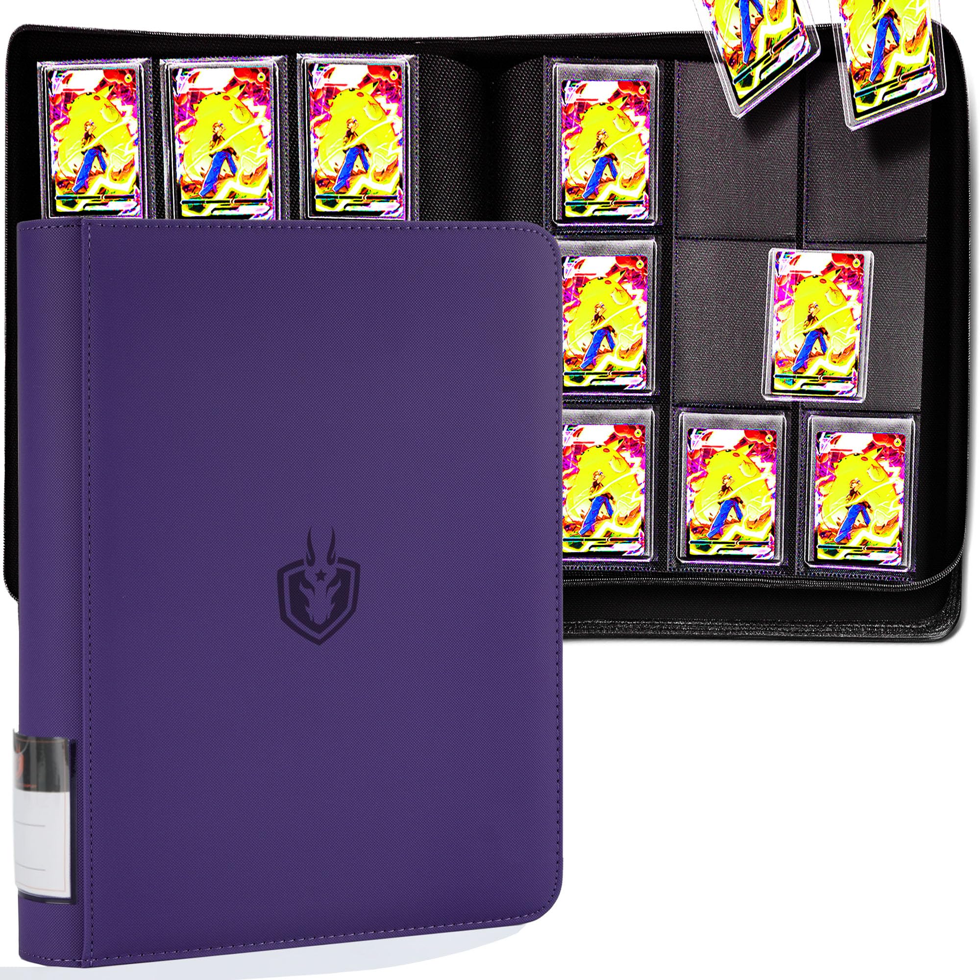 288 Pocket Card Storage File, Heavy Duty Hard Card Case for Card Loaders, Premium Leather, Double Sided Storage, Premium Inner Pages, Best Game Card Storage Album - Purple