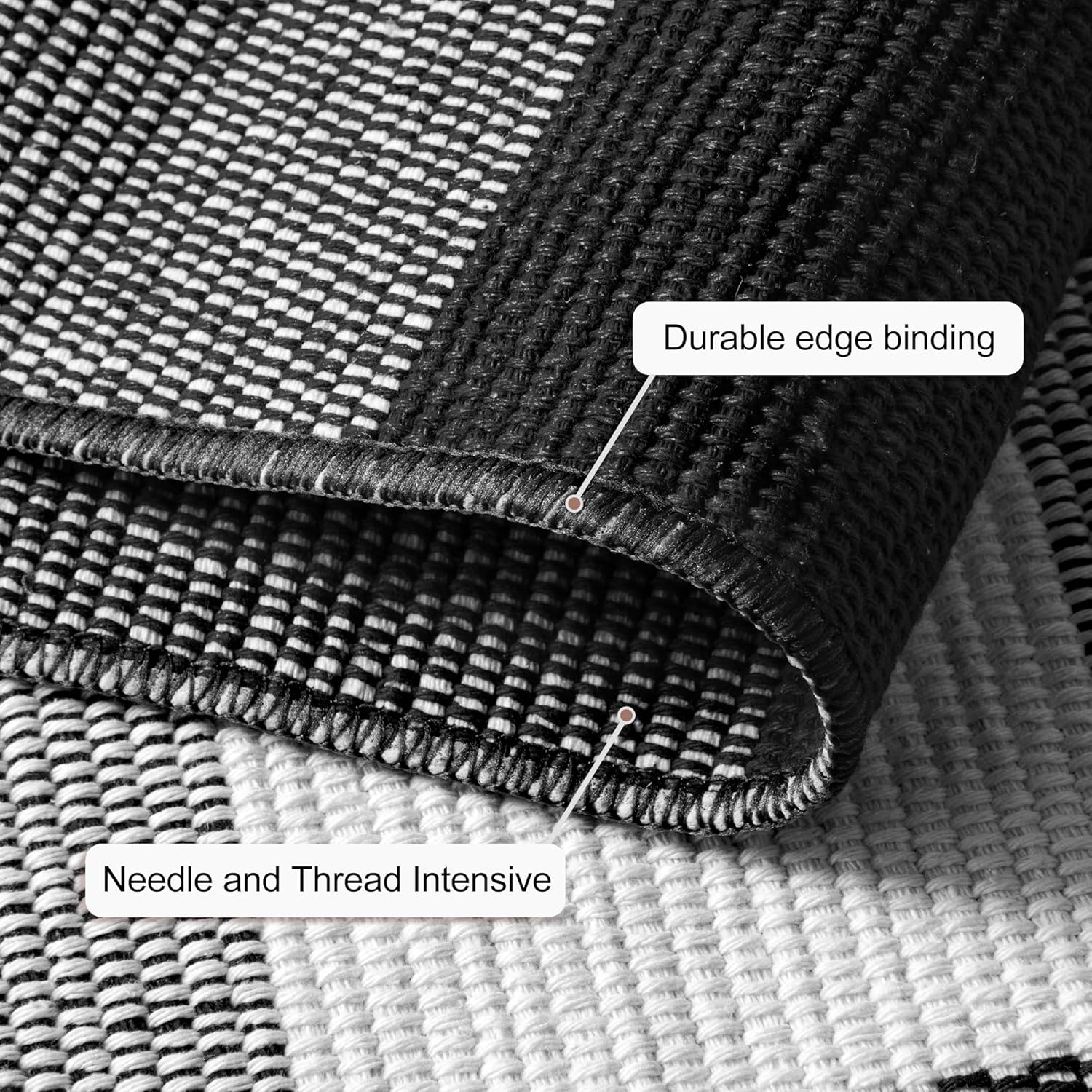 joybest Buffalo Plaid Rug 5 x 7 ft Black and White Checkered Area Rug Cotton Hand-Woven Indoor Outdoor Rugs Carpet for Patio, Living Room, Dining Room, Bedroom