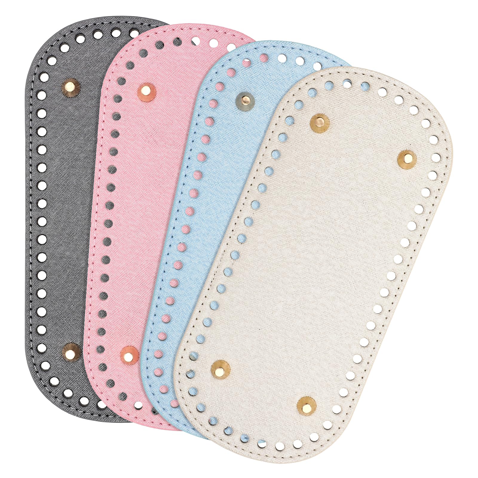 4 Pcs Bag Bases for Crochet PU Leather Bag Bottom Base Pad Long Oval Purse Bottom Shaper Pad Handbag Base for Handbag with Holes for Handbag Purse Tote Shoulder Crossbody Bag, 8.66x3.93inch-image-9
