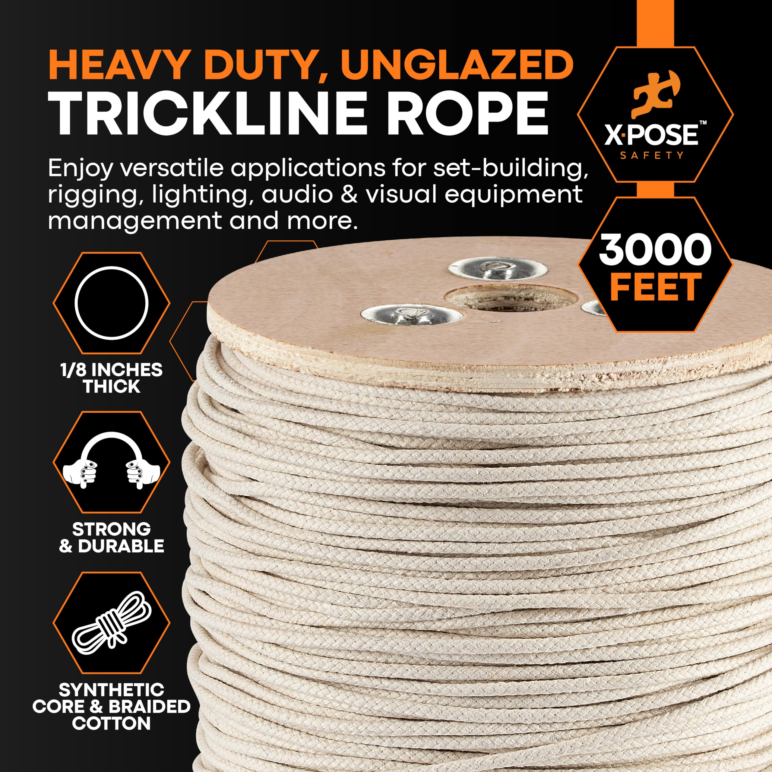 Snapklik.com : White Unglazed Trickline Rope - 3,000 Ft X 1/8 Inch ...