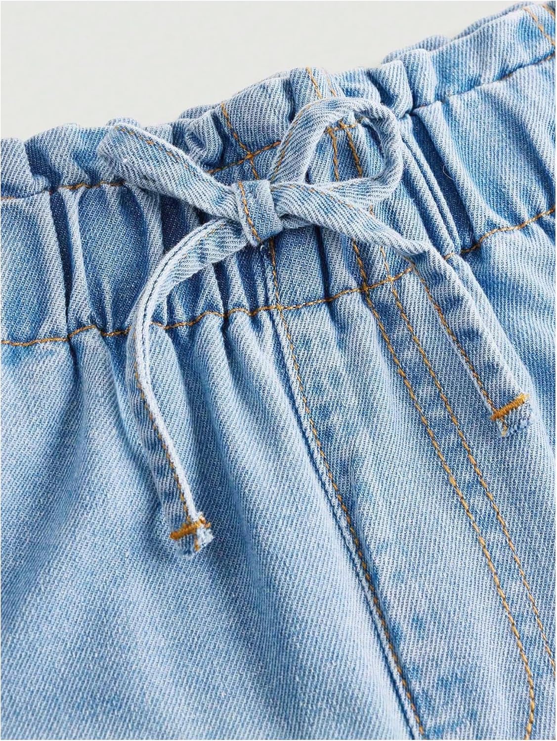 Milumia Girl's Wide Leg Jeans Drawstring Elastic Waist Raw Hem Baggy Paperbag Denim Pants - Image 4