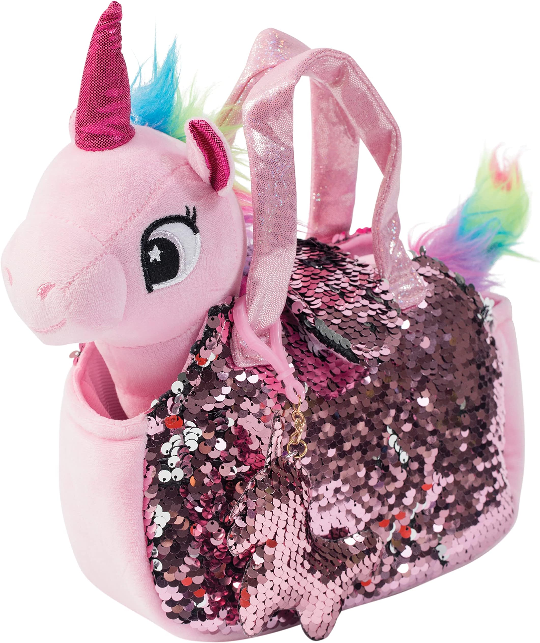 Plush Pet Set w/Purse - Unicorn Stuffed Animals for Girls - Unicorn Plush - Stuffed Unicorns - Gift for Age 4-5 - 6-7 yrs (Pink Unicorn)