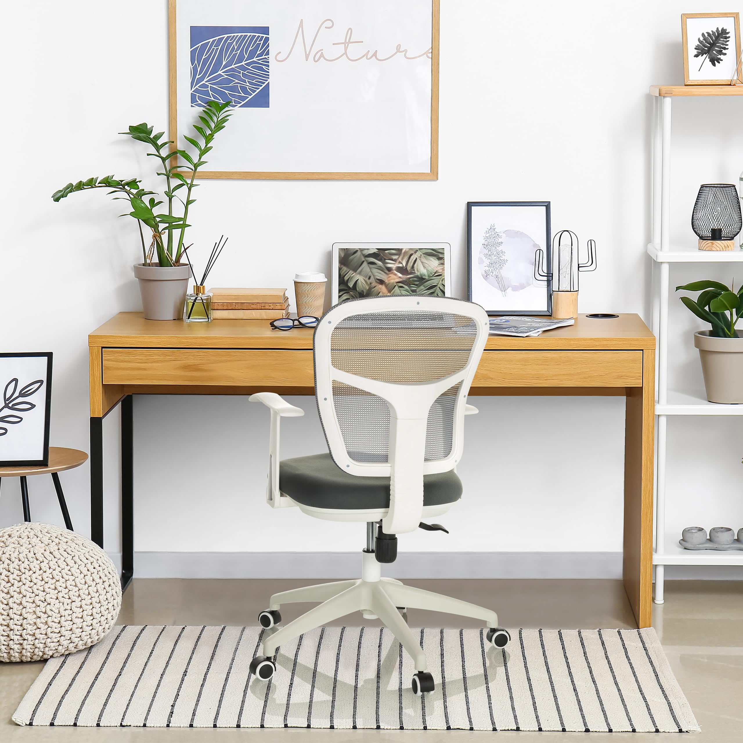 hjh OFFICE Bürostuhl TOP 108 W Stoff/Netzstoff Drehstuhl Arbeitsstuhl mit neigbarer Rückenlehne, gepolstert, Grau/Weiß, 729441