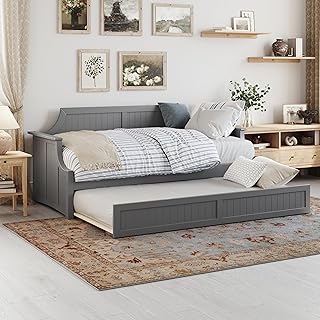 AFI Cambridge Twin Wood Daybed with Twin Size Trundle in Grey