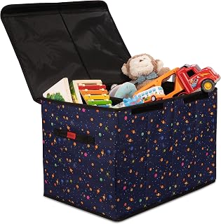 Lusso Gear Kids Toy Box Storage for Girls & Boys, Toy Chest, Toy Organizers and Storage Bins, Extra Large Toy Box for Baby, Collapsible Children Toy Storage With Lid for Nursery or Playroom (Planets)