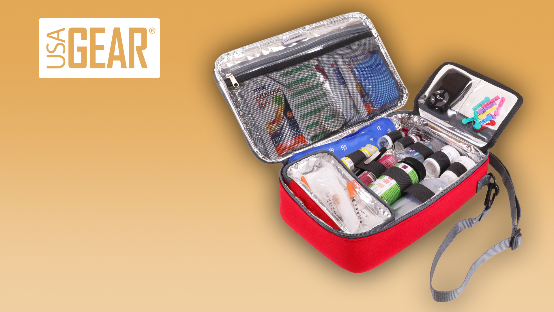 Amazon.com: USA GEAR Diabetes Travel Case for Diabetes Care Supplies Fits Insulin Syringes, Blood Sugar Monitor, Glucose Tablets - Highly Visible Diabetic Medication Organizer with Insulated Interior (Bag Only) : Health &