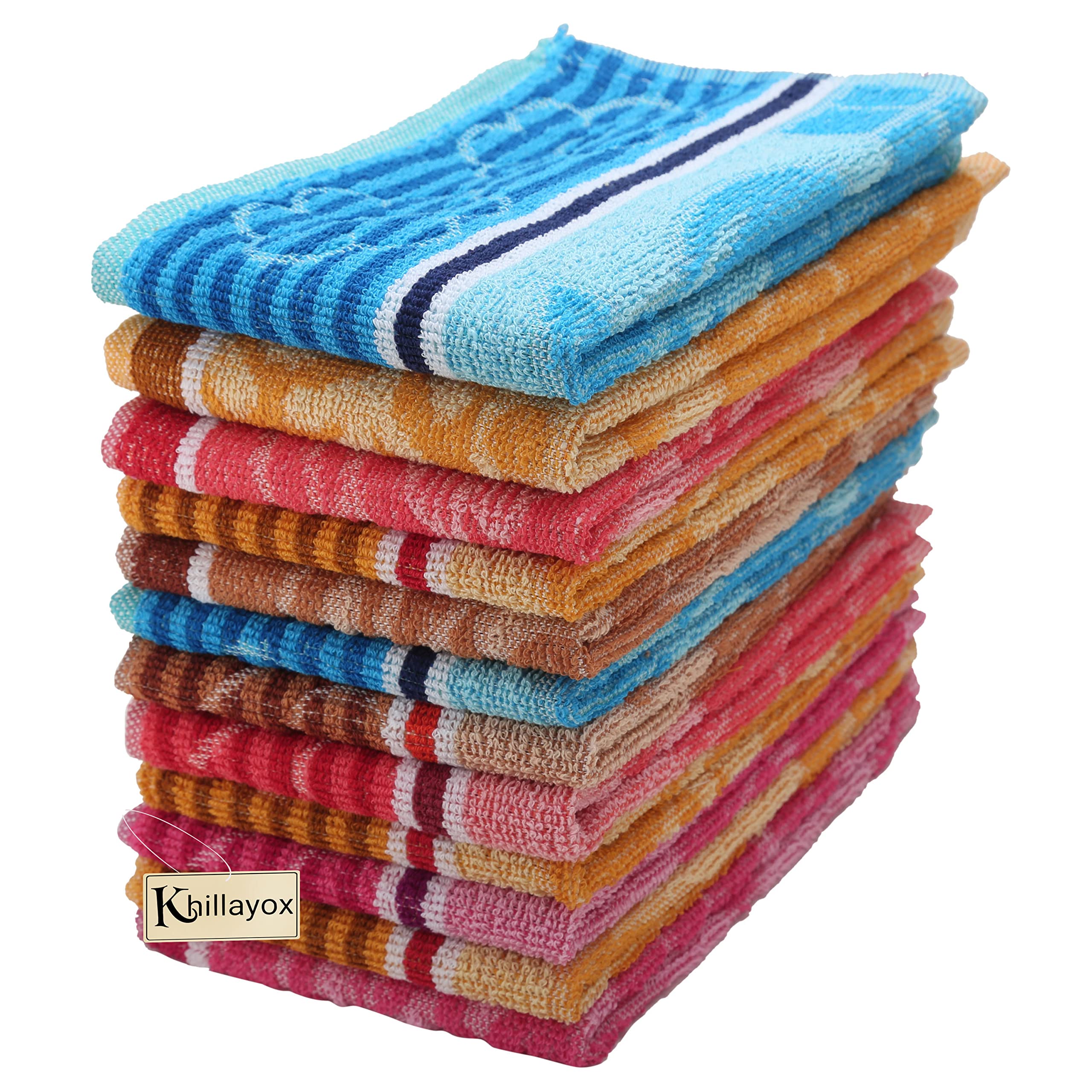 Khillayox Cotton Unisex Anti-Bacterial Medium Size Hand Towel - 400 GSM | Super Soft and Super Absorbent Hand Towels for Men & Women Set of 12 (12 x 18 in-Multicolor) (B0B4P4T223) Amazon Price History, Amazon Price Tracker