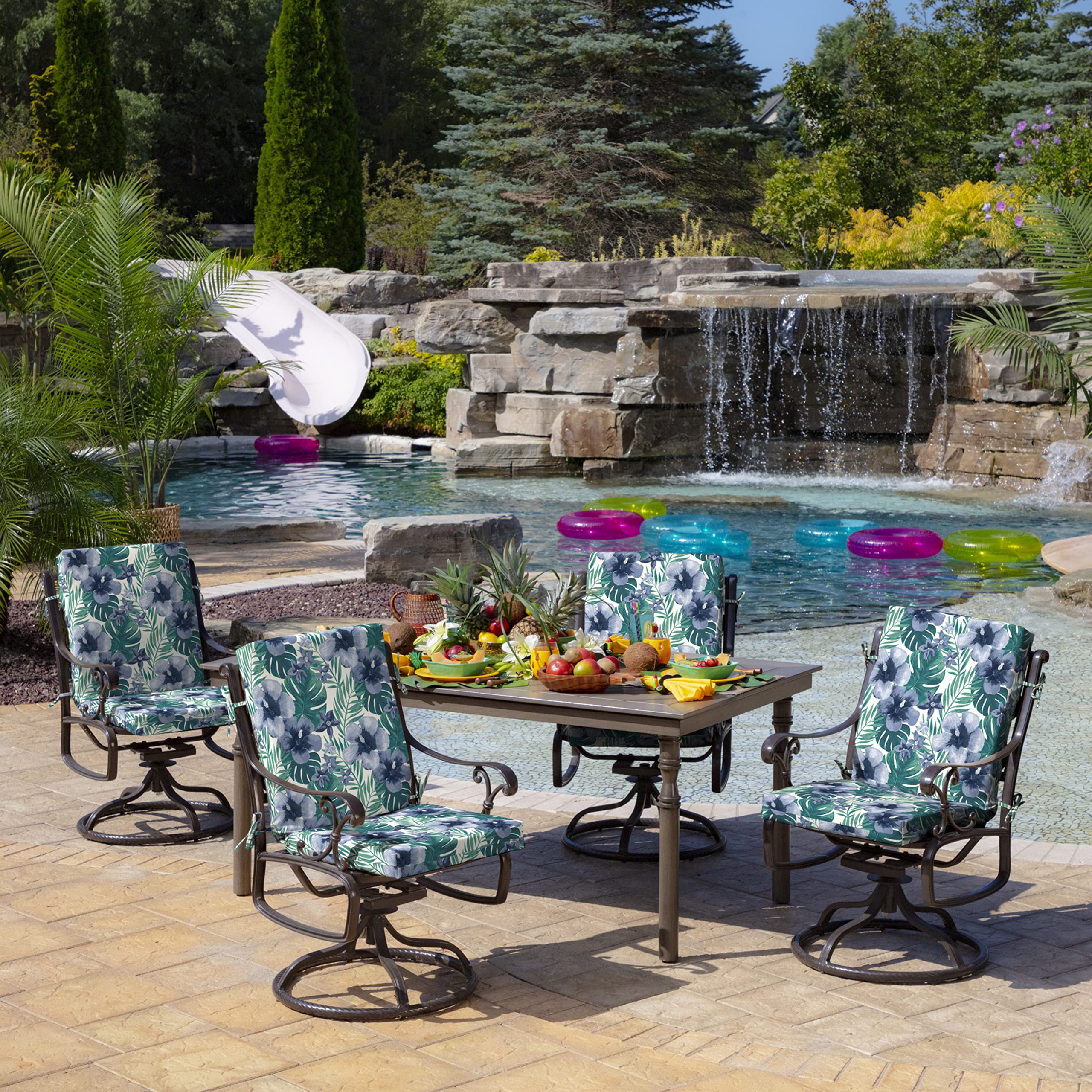 Arden Outdoor Dining Chair Cushion, 20x44, Salome Tropical