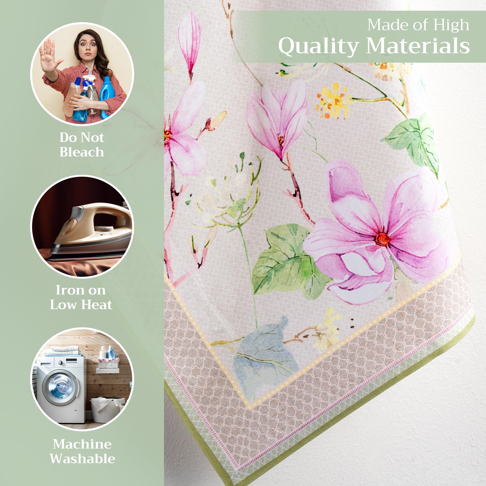 Maison d' Hermine Kitchen Towels Set of 3 100% Cotton 70 CM x 50 CM Reusable Cloth Tea Dish Towels Absorbent with Hanging Loop for Kitchen Dining Gifts for Mothers Day (Dalida) - Image 3
