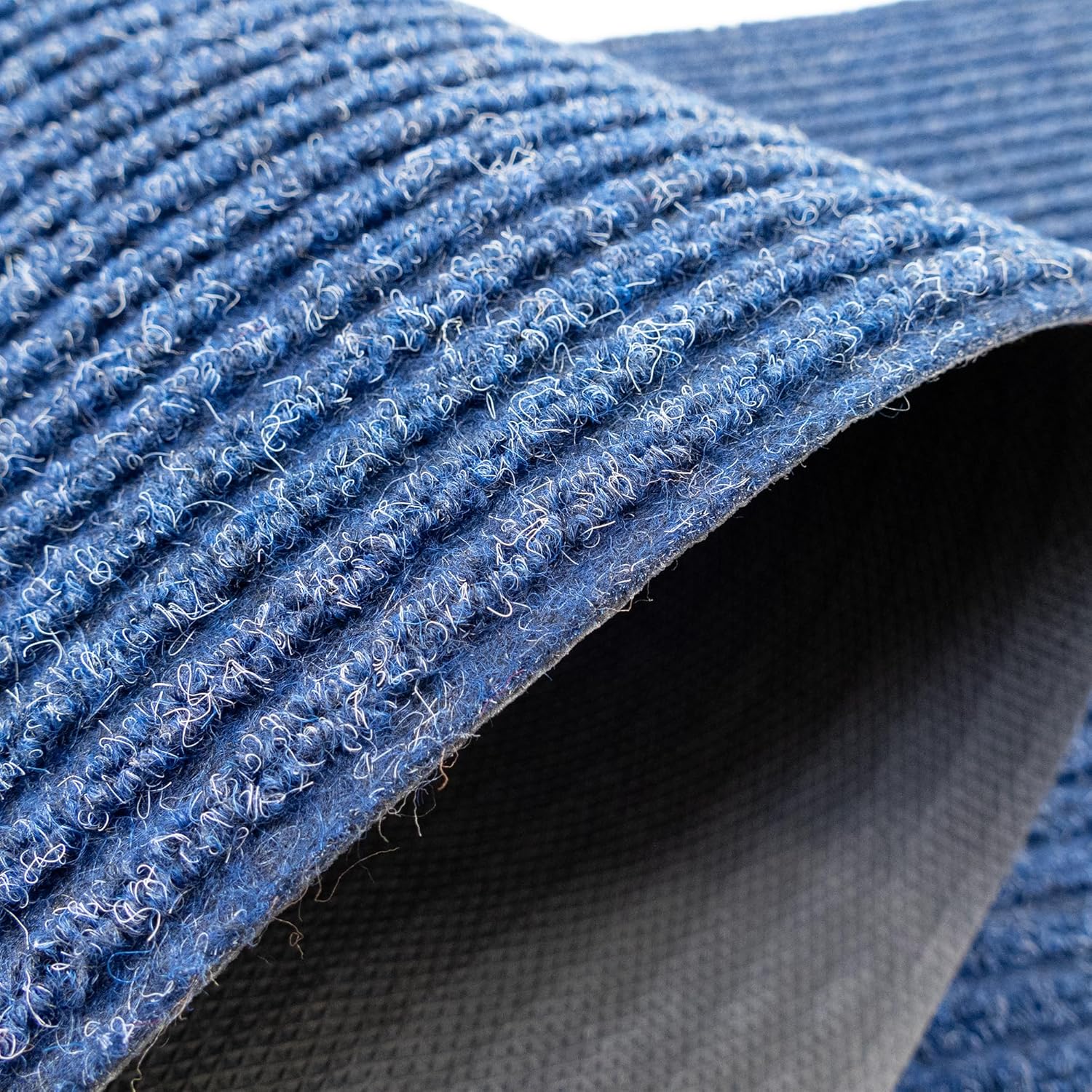 English Home Custom Size Non Slip Striped Design Durable PVC Non Slip Backing Tough Pile Runner Rug for Hallway, Outdoor, Indoor, Commercial, Residential, Pool, Office (Dark Blue, 26" x 04')