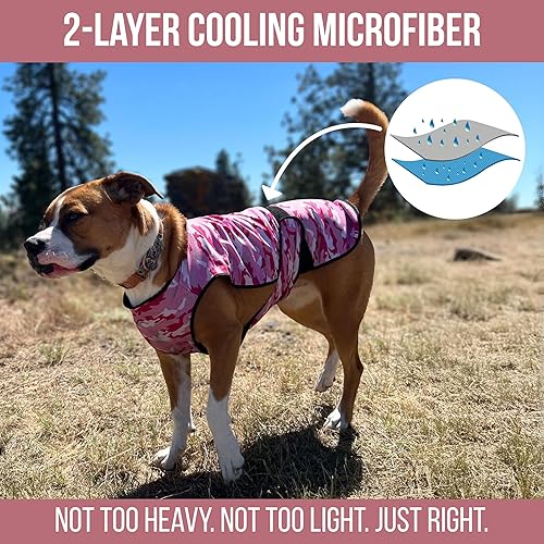 Miniatura 2 de Chaleco refrescante para perros, rendimiento ligero de 2 capas, cobertura completa UPF50+ y ajuste ajustable para perros pequeños a grandes (rosa,