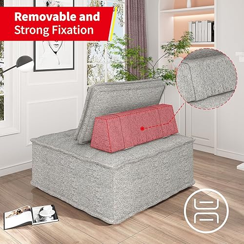Miniatura 3 de MUZZ Sofá biplaza convertible, sofá de 2 plazas con asiento suave de gran tamaño, sofá modular sin brazos de combinación libre para sala de estar,