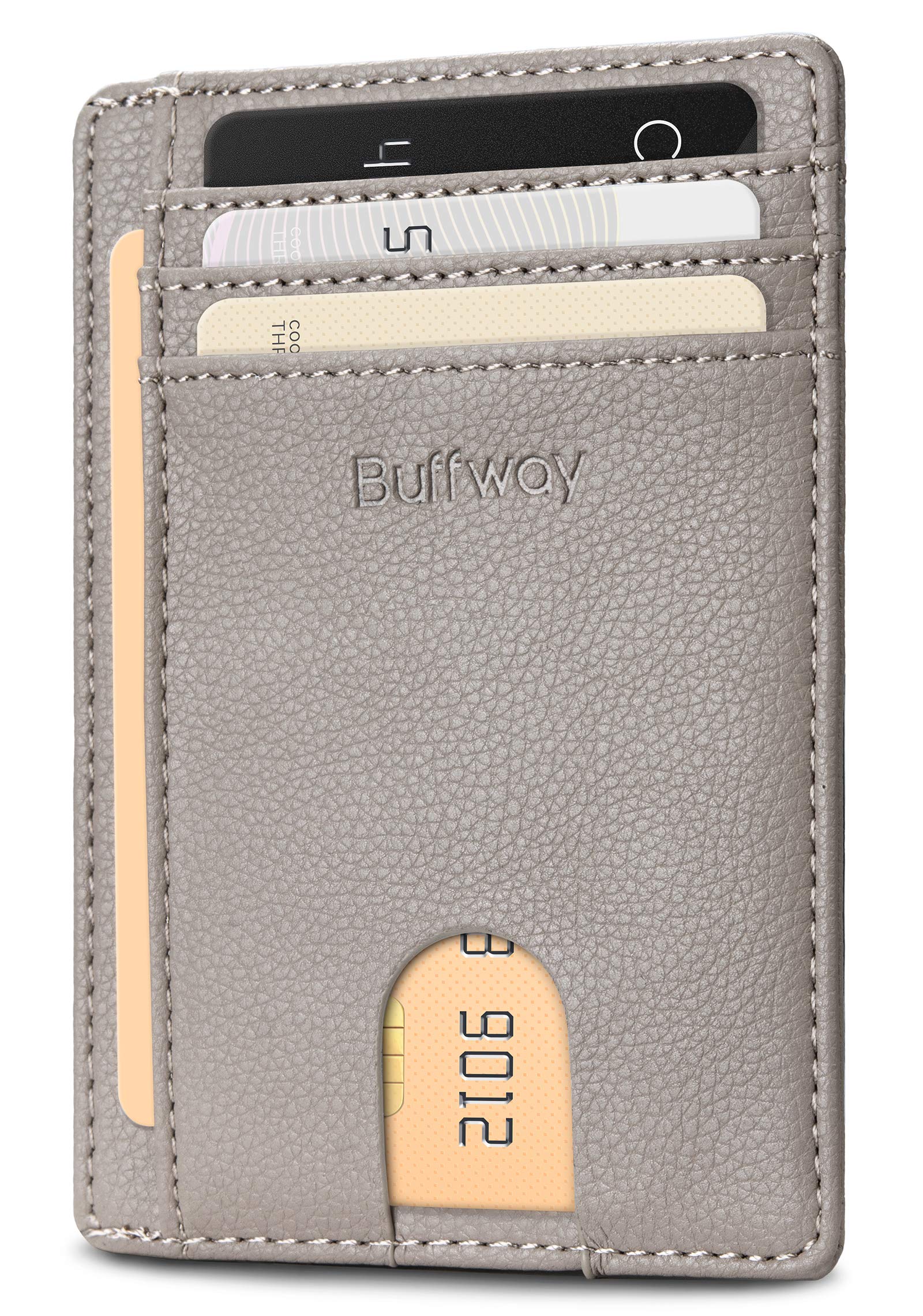 Buffway Mens RFID Blocking Slim Bifold Wallet Minimalist Leather Small Wallets for Men with Cash Pocket and Card Holder Slots