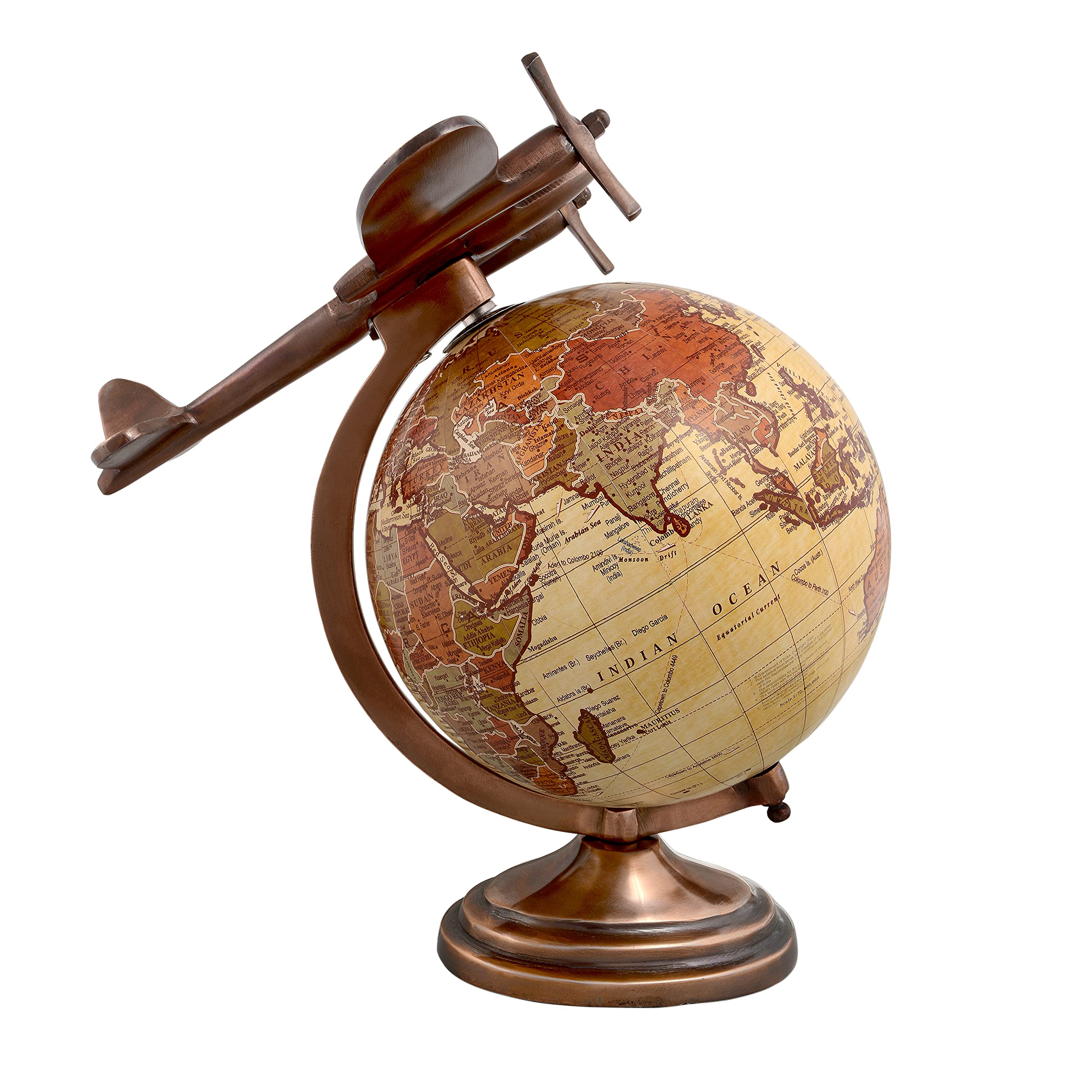 Aone India Antique World Globe with Aeroplane Educational Learning Rotating Desktop Globe - Perfect for Kids, Geography Students, Teachers and More - Classic Design - 8 Inches (B078G3HRS7) Amazon Price History, Amazon Price Tracker