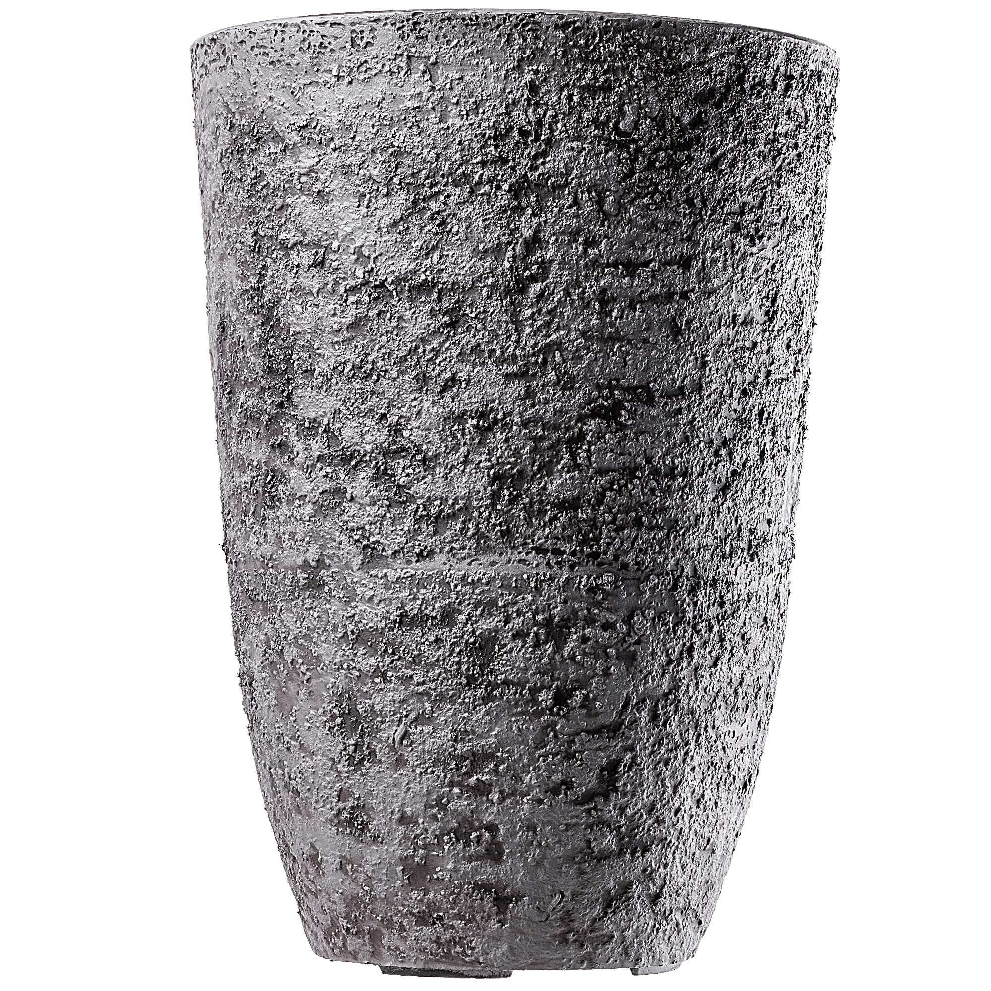 KADAX Pflanzkübel Ø 35 x H 50 cm, großer Blumentopf in realistischer Steinoptik, Pflanzentopf aus Kunststoff, wetterfester Blumenkübel für Terrasse (Grau)