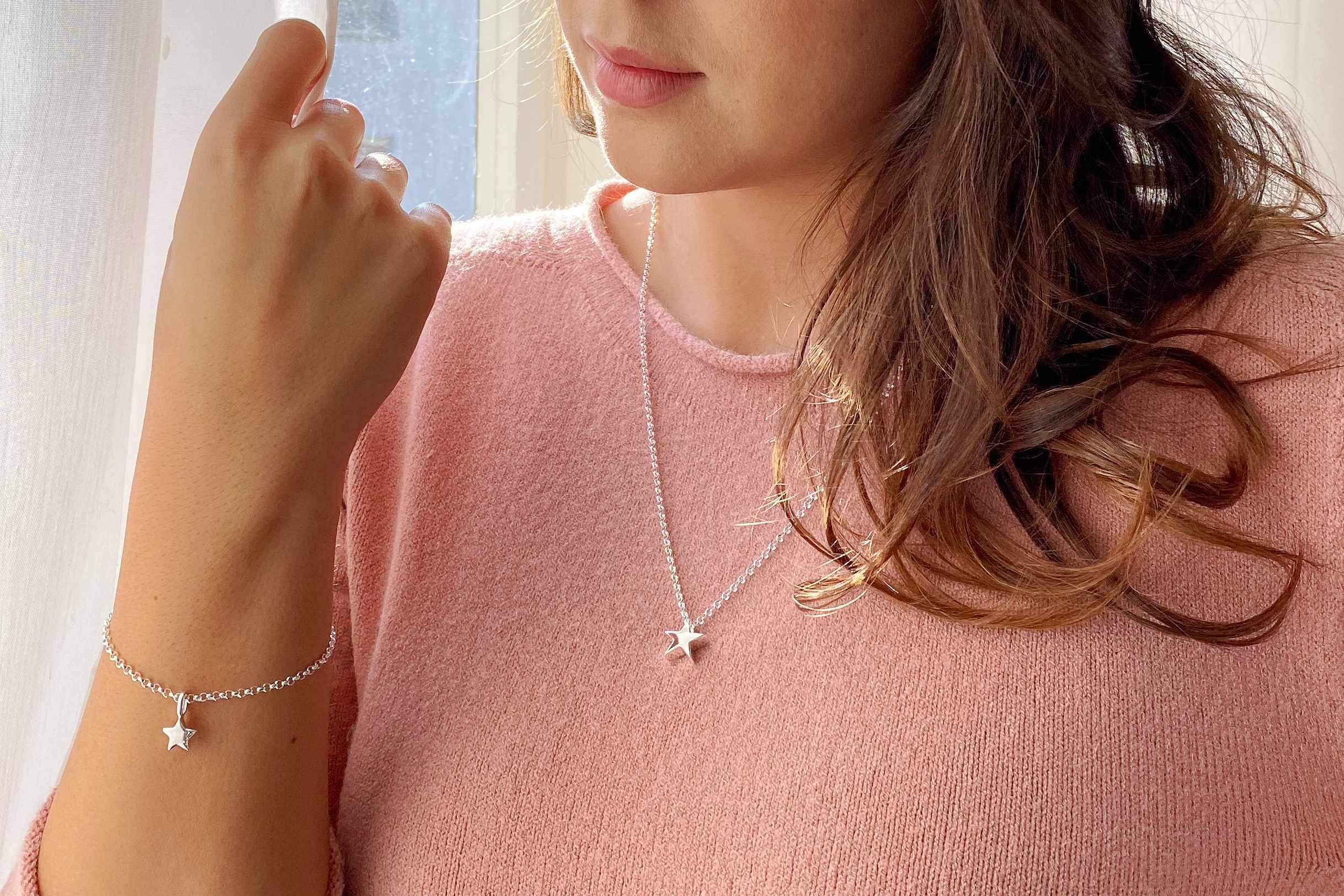 SILBERMOOS Damen Anhänger Stern Sternchen klein massiv matt glänzend 925 Sterling Silber Star