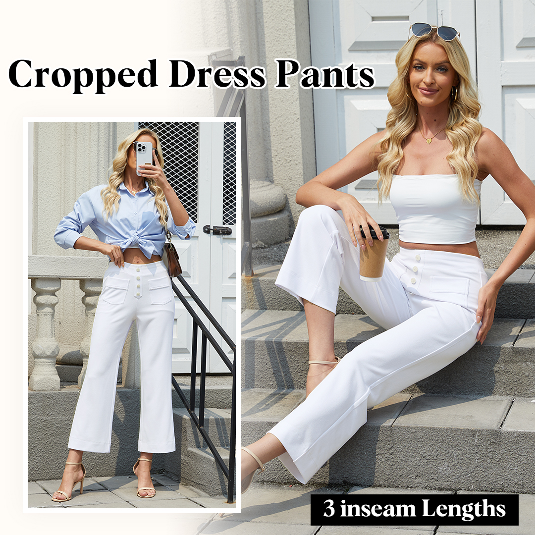 crop flare dress pants Amazon.com: Tapata Womens 24/26/29 Inseam Cropped Flare Dress Pants Button  4 Pockets Capris Stretchy Work Casual Ankle Pant Trousers 29