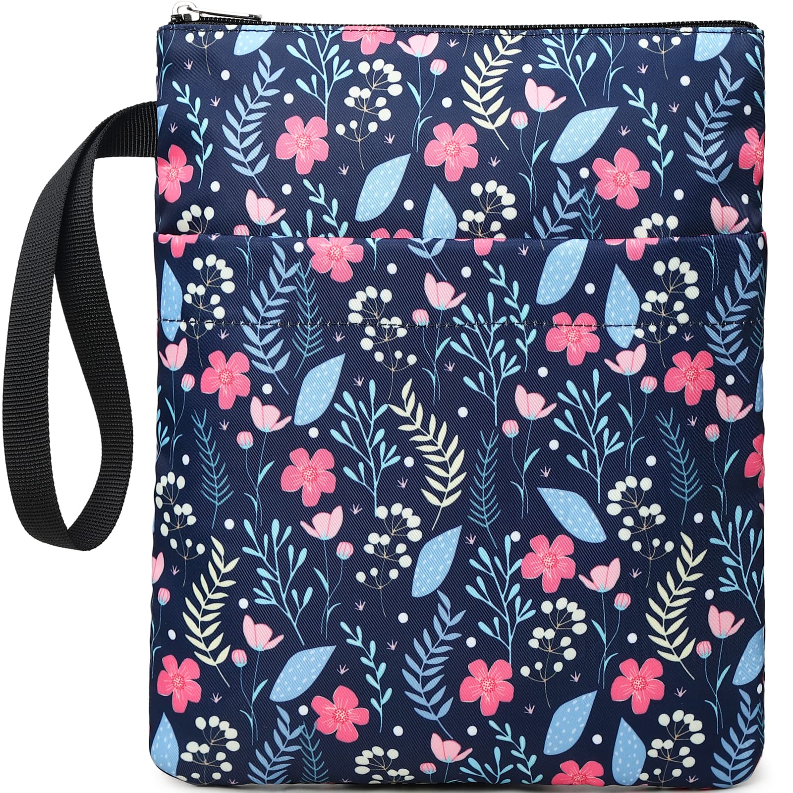 DSIUE Book Sleeve Book Covers Book Protector with Zipper Washable Fabric for Adult Book Lover Teacher Student,11.4 X 9 Inch (Floral-1)