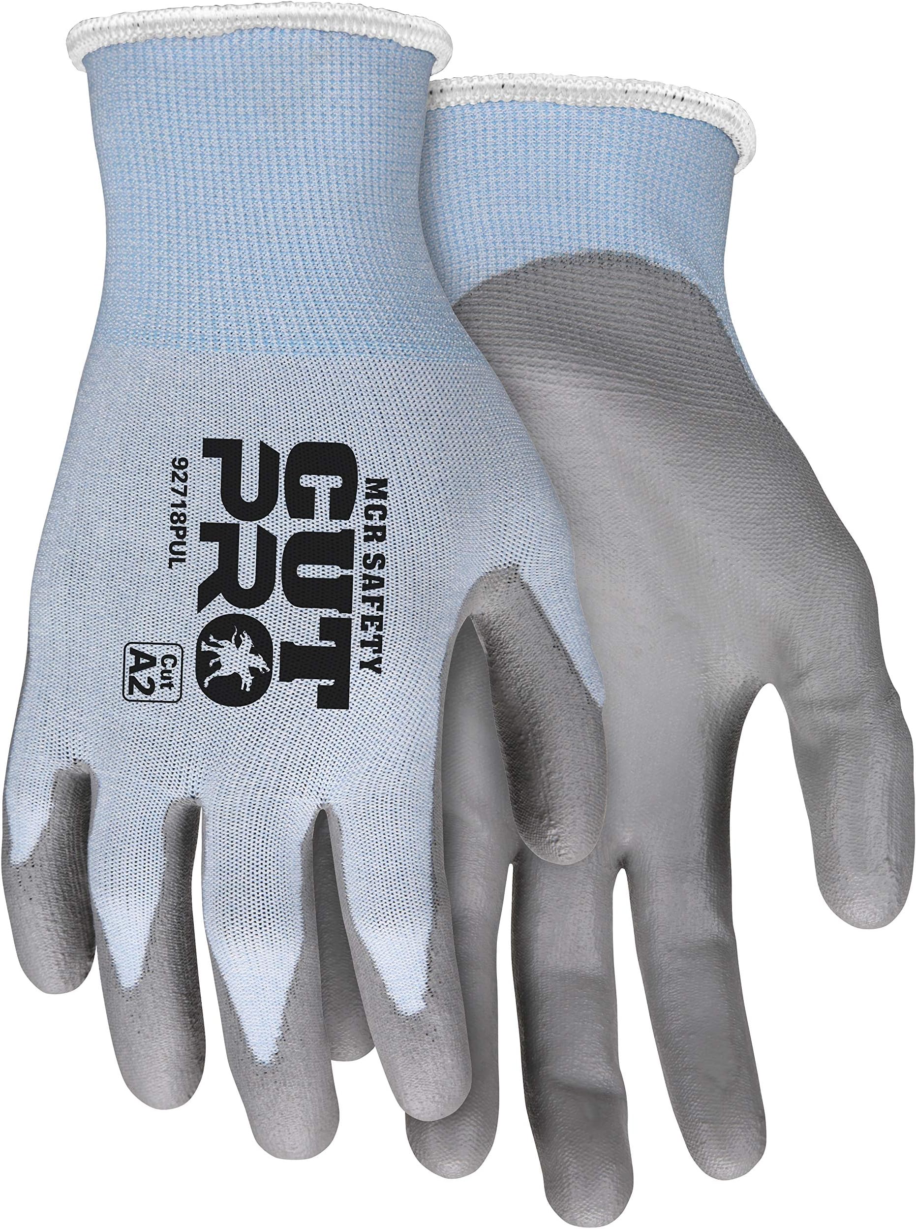 MCR Safety Gloves 92718PUS Cut Pro 18 Gauge HyperMax Work Glove, Cut Protection Glove, Polyurethane Coated Palm & Fingertips, Small