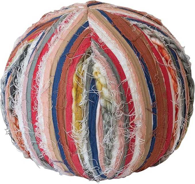 Almohada Redonda de Algodón Tejido con Rayas, Multicolor miniatura 6