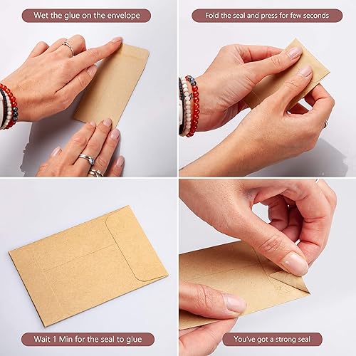 Miniatura 3 de Sobres pequeños para monedas y semillas, 150 unidades, sobres de papel kraft marrón con solapa engomada para paquetes de semillas u objetos
