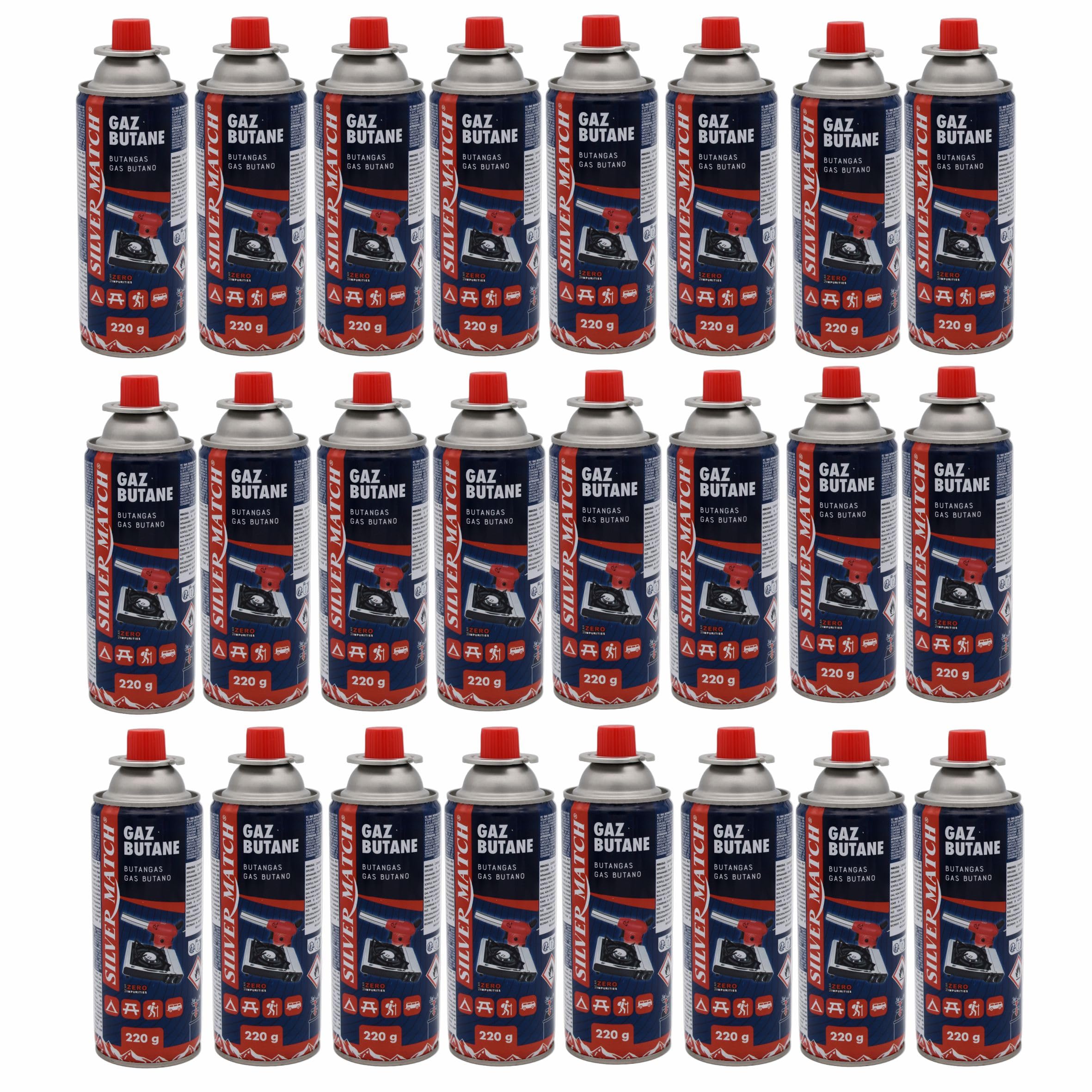 Home-Flair 24x Butangas Kartusche 220 g - MSF-1a Gaskartusche mit Ventil für Campingkocher, Gasbrenner & Heizstrahler - Hohe Reinheit, Sicher & Langlebig - 40673533