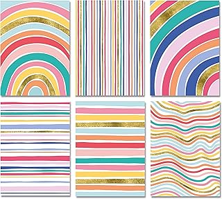 Blank Cards with Envelopes - 24 Striped Blank Note Cards with Envelopes (with Gold Foil) - Six Different Assorted Cards for All Occasions! Blank Notecards and Envelopes Stationary Set for Personalized