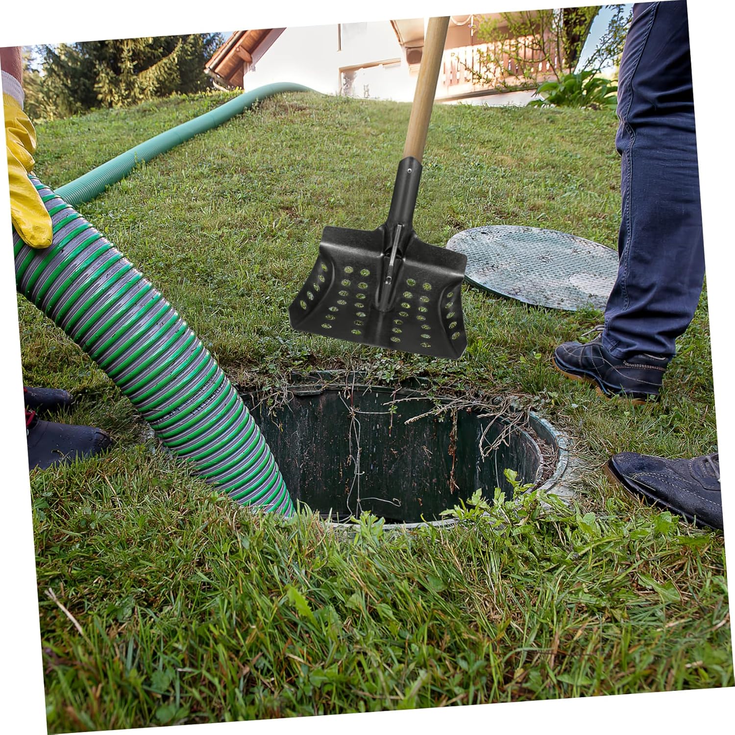 Garden Drain Scoop Shovel Heavy Duty Sifting Tool for Efficient Mud Cleanup Ditches and Sewers Ergonomic Design for Comfortable Use for Home and Outdoor Cleaning Tasks