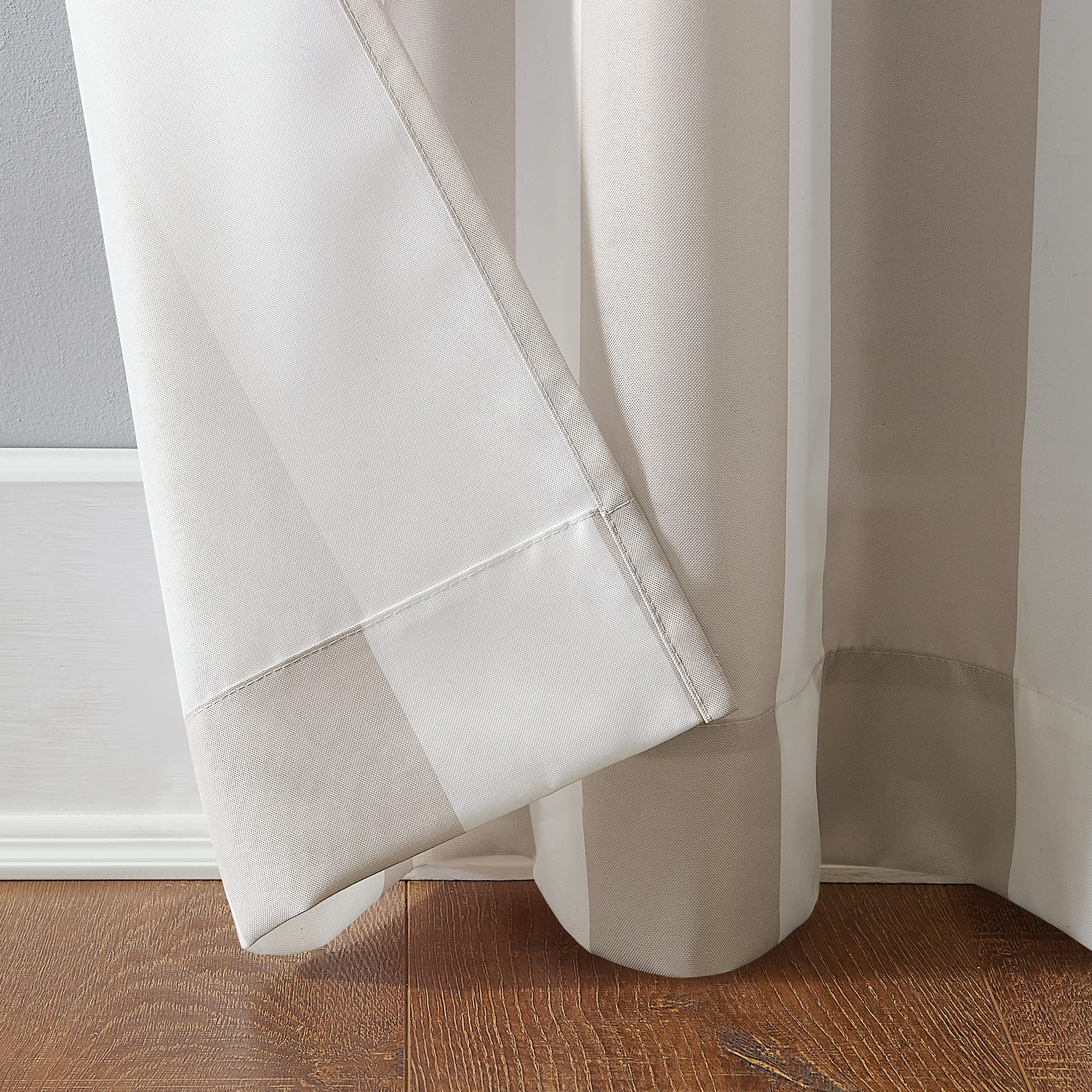 Sun Zero Valencia 2-pak Cabana paski wewnątrz/na zewnątrz ochrona przed promieniowaniem UV energooszczędne przelotki zasłona panelowa para, 137 cm x 241 cm, khaki