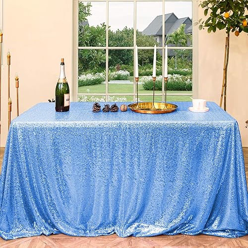 Miniatura 7 de Manteles de mesa de lentejuelas doradas para fiestas, 60 x 120 pulgadas, rectangular, con purpurina, gran superposición, para mesas de pastel de 6